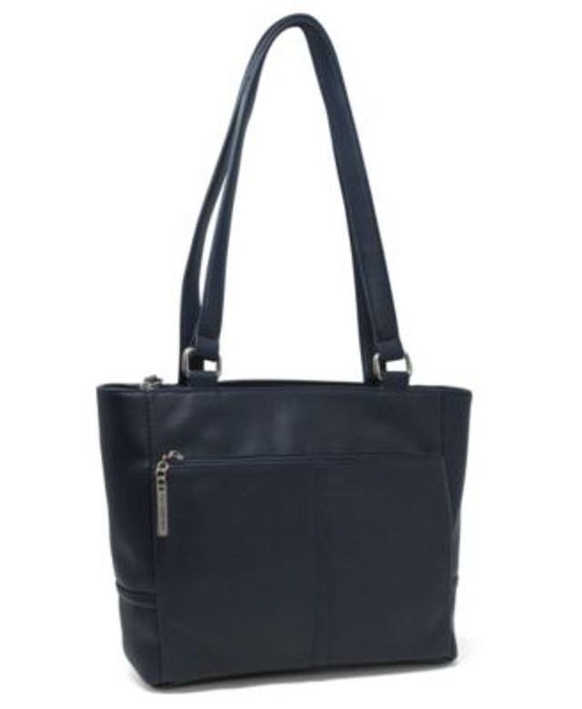 Macy's black leather 2025 tote