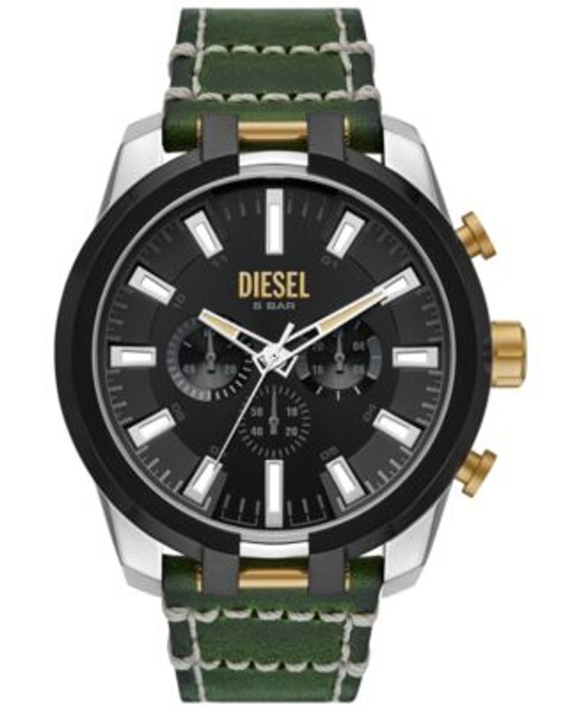 Diesel Men's Chronograph Split Dark Green Leather Strap Watch 51mm 