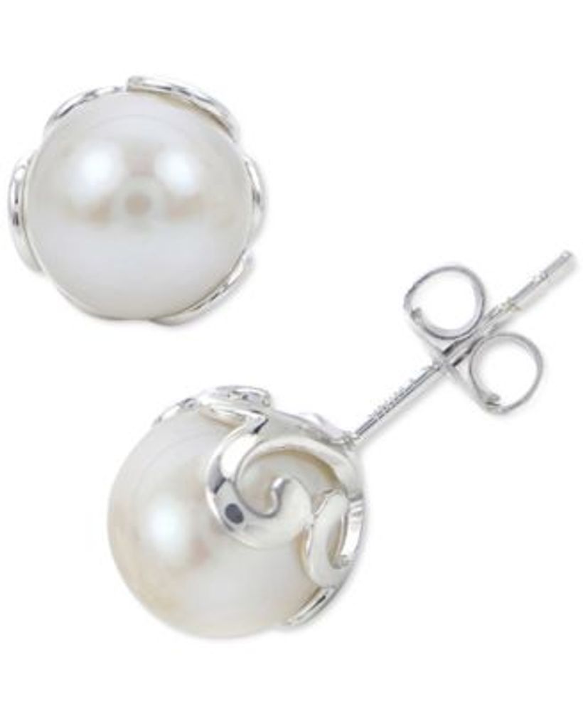 Macy's black top pearl earrings
