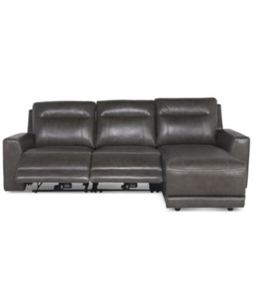 Macy's CLOSEOUT! Blairemoore 3Pc. Leather Sofa with Power Chaise and 2 Recliners, Created for