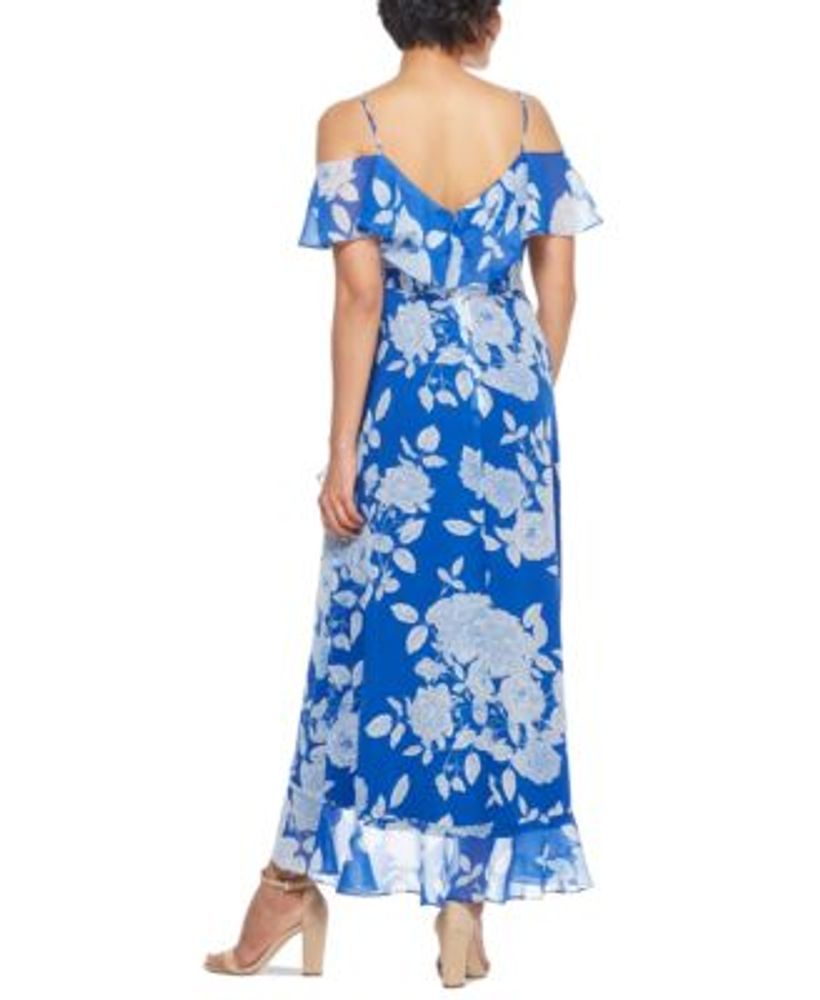 London Times Petite Floral Print Cold Shoulder Maxi Dress Mall