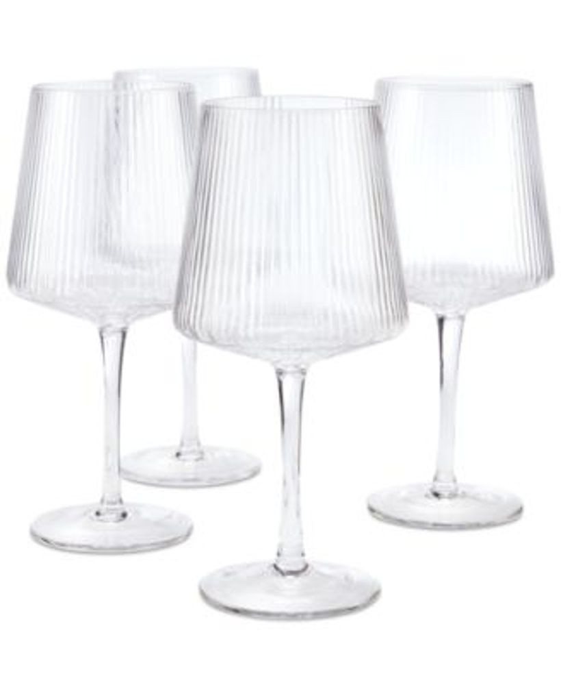 Hotel Collection Clear Fluted Wine Glasses, Set of 4, Created for Macy
