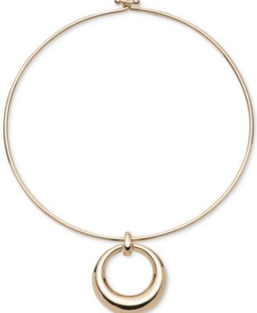 Lauren Ralph Lauren GoldTone Sculpted Circle 16" Wire Pendant Necklace