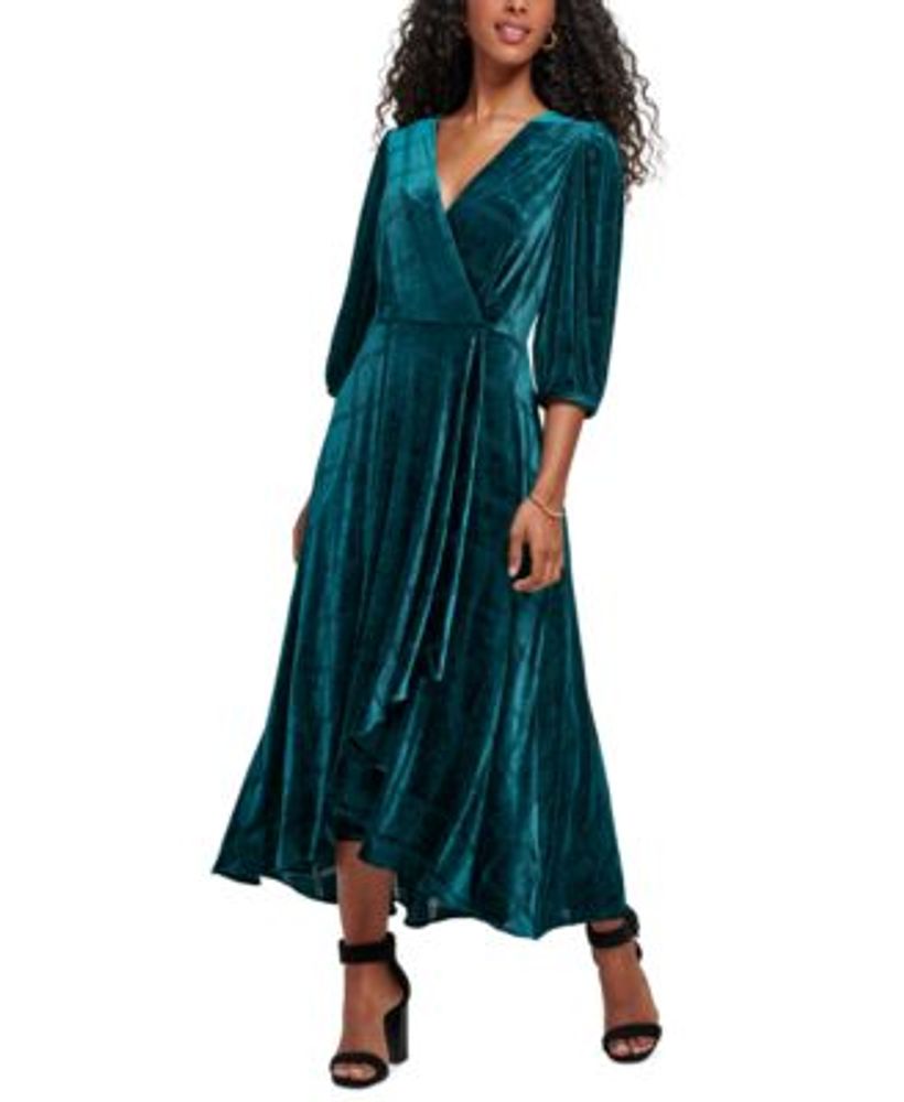 Velvet faux wrap dress new arrivals