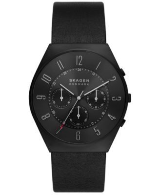 Skagen Men's Grenen Chronograph Espresso Leather Strap Watch 42mm