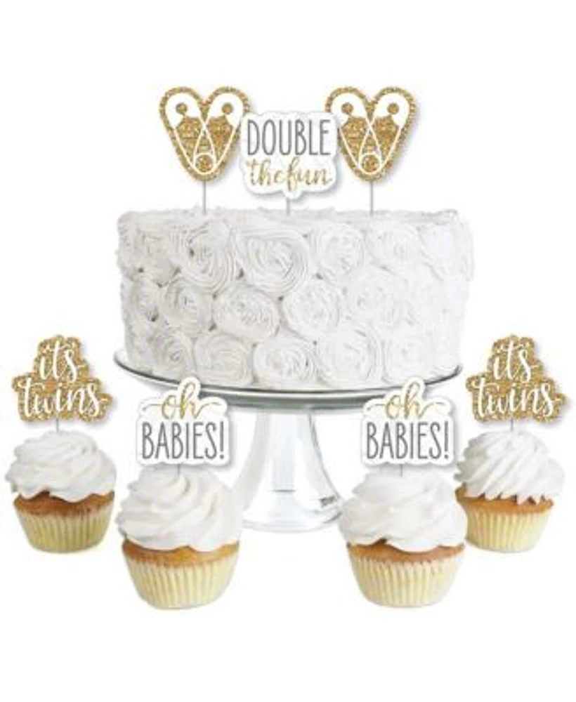 Big Dot of Happiness It's Twins Dessert Cupcake Toppers Gold Twins