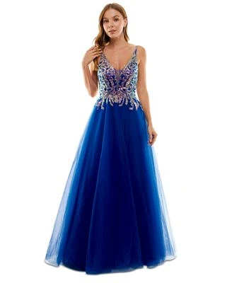 Macy's royal blue prom clearance dress