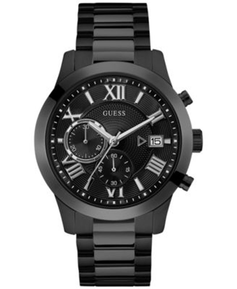 GUESS Men s Chronograph Black Stainless Steel Bracelet Watch 45mm