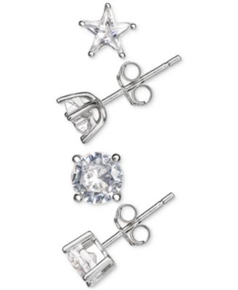 Giani Bernini 2 Pc. Set Cubic Zirconia Round and Star Stud