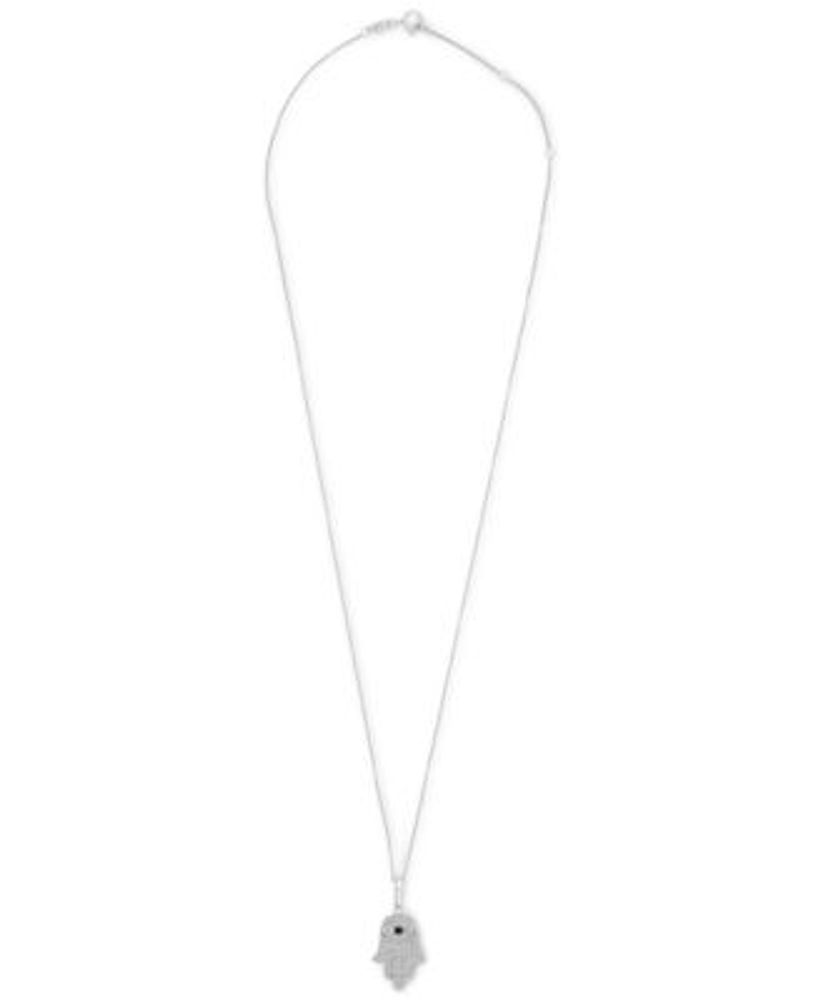 Macy s White Black Diamond Hamsa Hand Pendant Necklace 1 4 ct