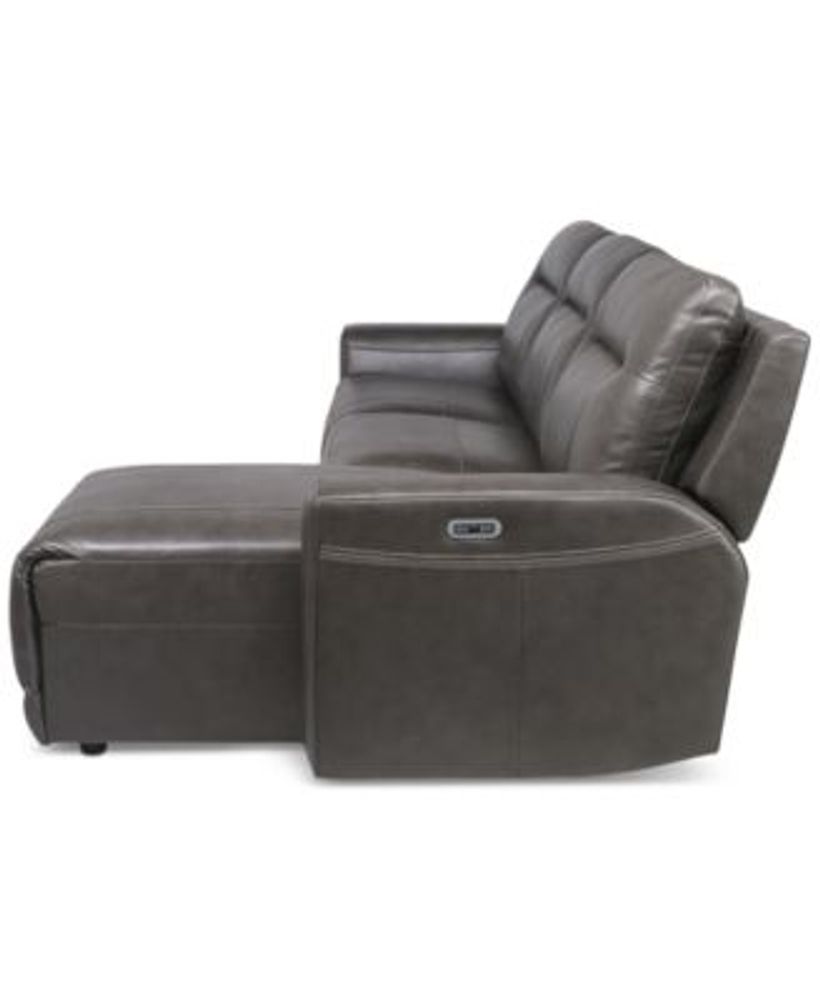 Macy's CLOSEOUT! Blairemoore 3Pc. Leather Sofa with Power Chaise and 2 Recliners, Created for