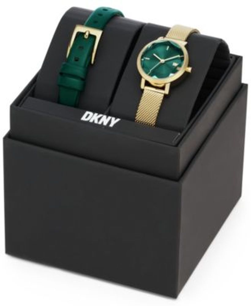 DKNY Women s Soho Three Hand Gold Tone Stainless Steel Mesh Watch