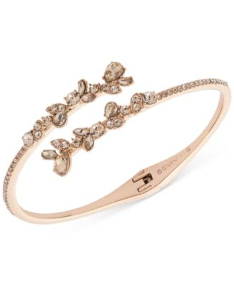 Givenchy Rose GoldTone PearShape Crystal Flower Bypass Cuff Bracelet