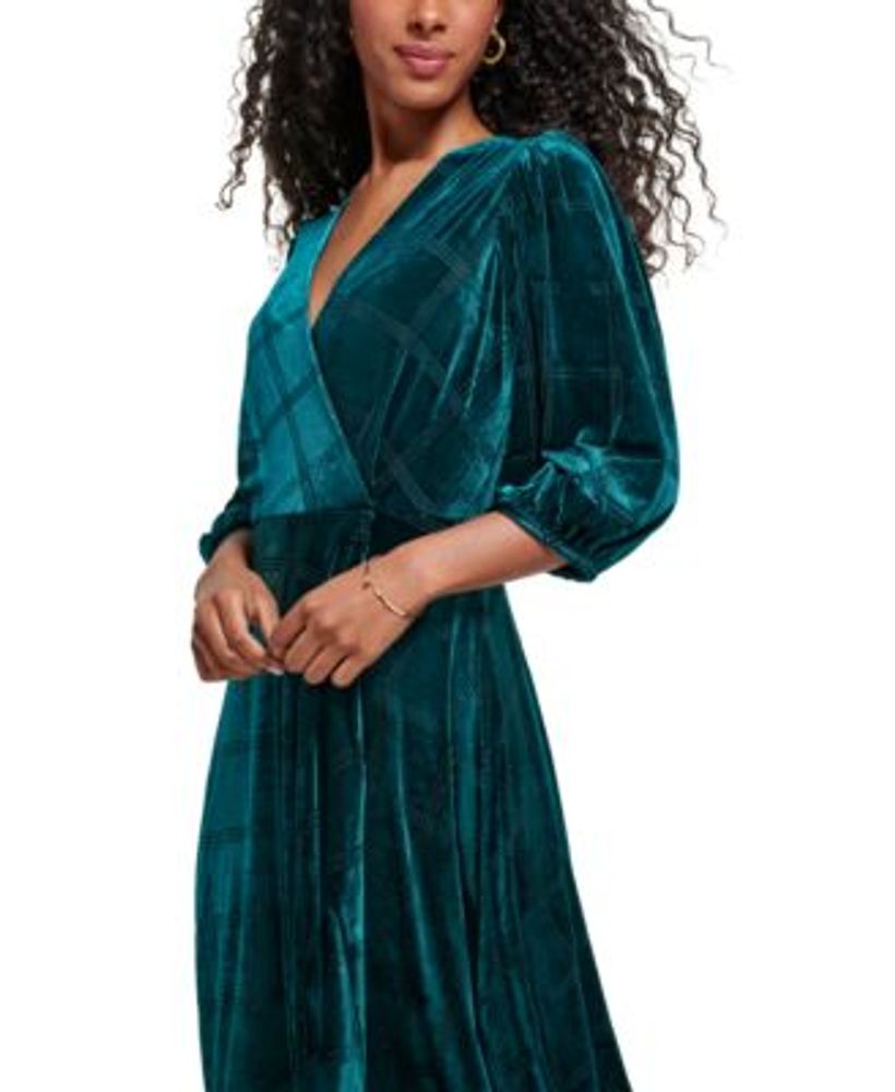 Velvet faux wrap dress online