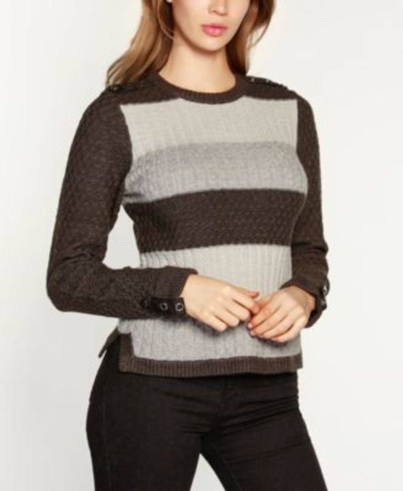 Belldini Women s Black Label Color Block Cable Sweater Mall of