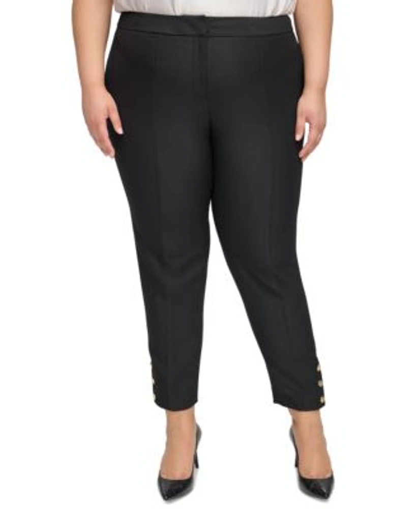 Calvin Klein Plus Mid Rise Straight Fit Slim Ankle Pants
