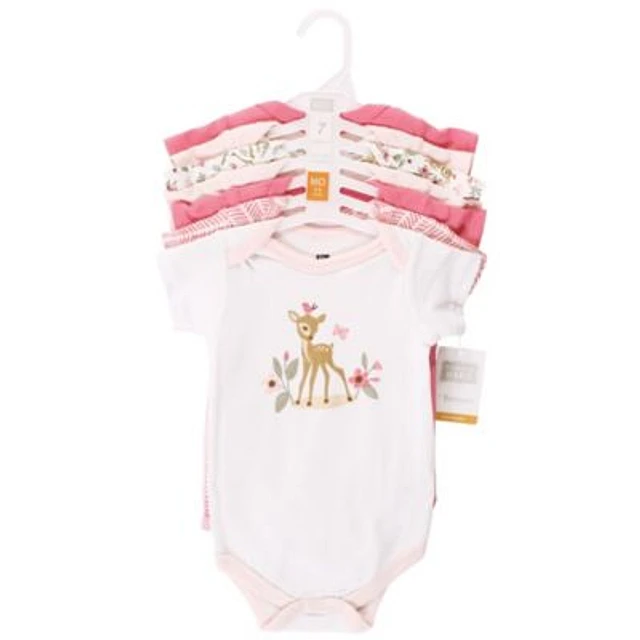 Hudson Baby Infant Girl Cotton Bodysuits Floral Deer 7 Pack