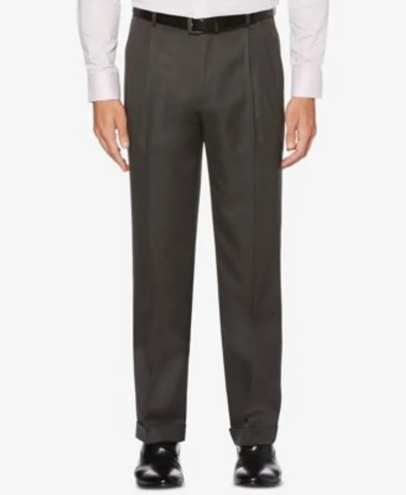 Perry Ellis Portfolio Men's Classic/Regular Fit Elastic Waist Double Pleated Cuffed Dress Pants