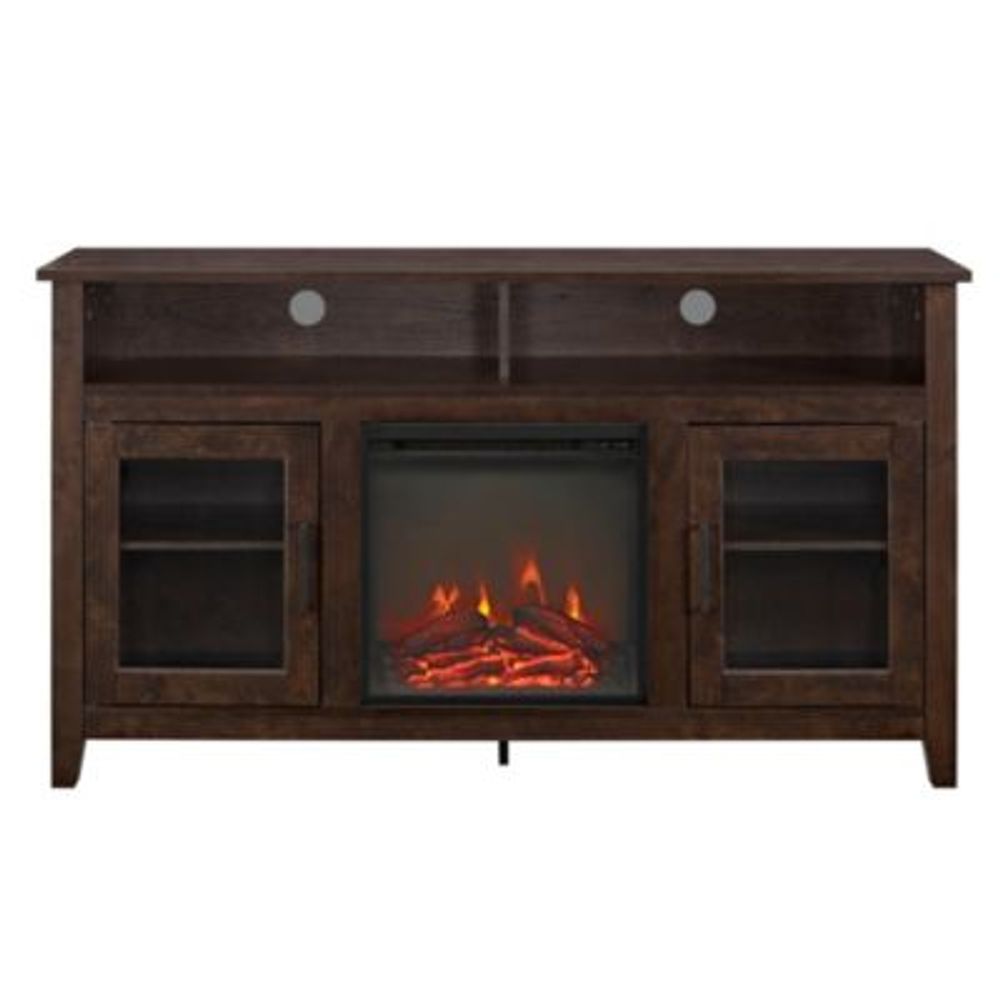Walker Edison 58" Wood Highboy Fireplace Media TV Stand Console Mall