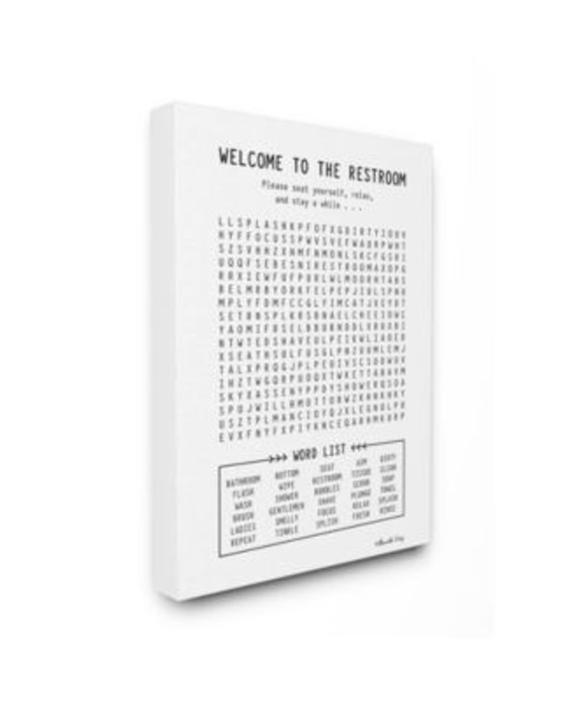 Stupell Industries Black and White Restroom Crossword Puzzle Sign