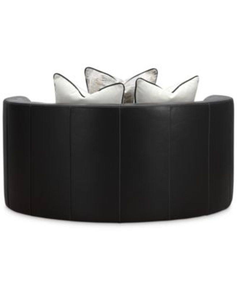 Furniture Kouri 61" Leather Swivel Cuddle Chair, Created for Macy's