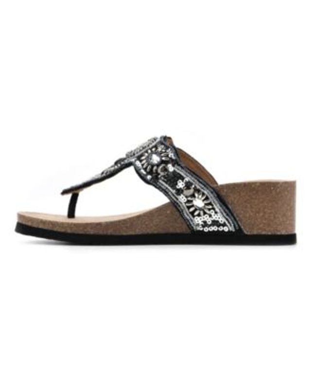 White mountain jeweled best sale thong sandals