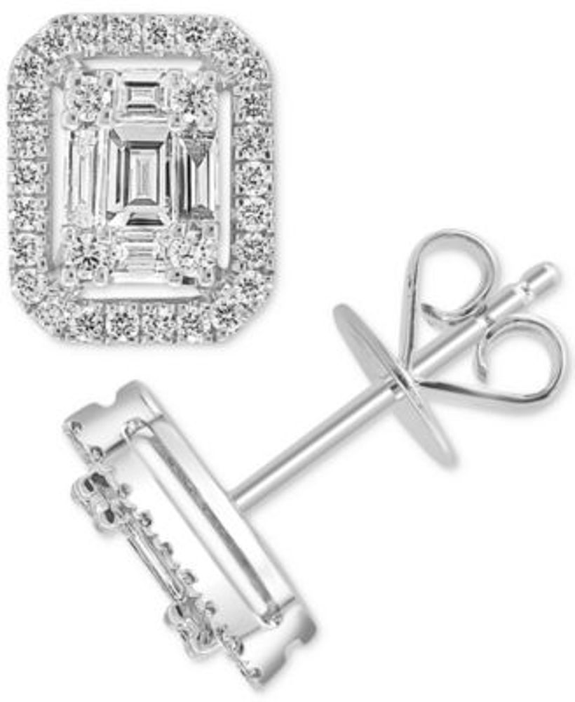 EFFY HEMATIAN Diamond Baguette Cluster Stud Earrings 3 4 ct