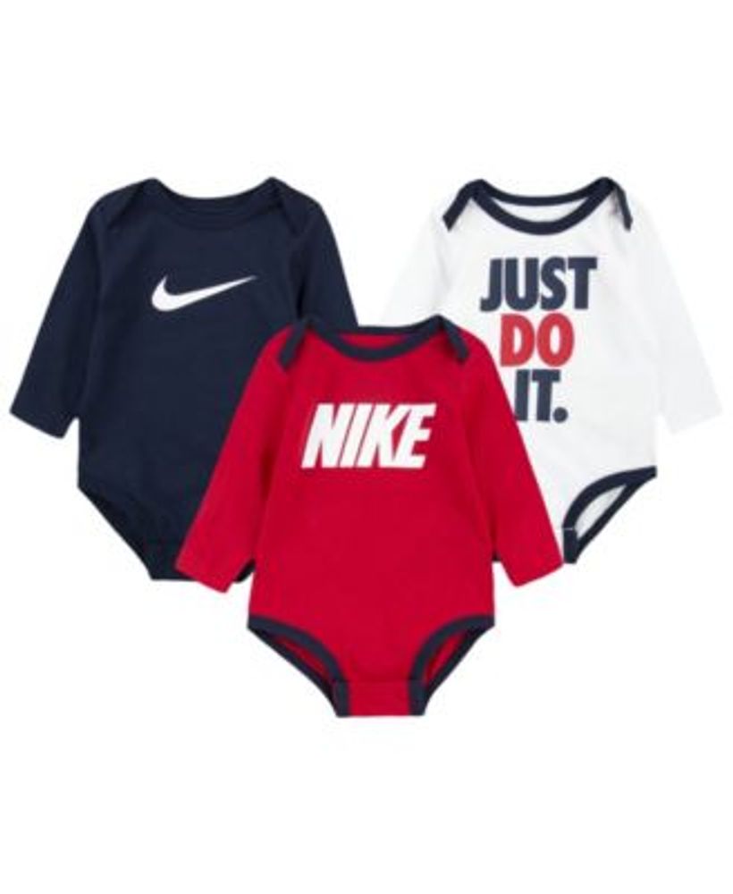 Nike Baby Boys Just Do It Swoosh Long Sleeve Bodysuits Pack of 3