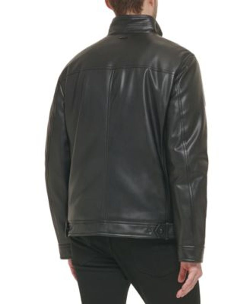 Calvin Klein Men's Faux Leather Moto Jacket, Created for Macy's Mall