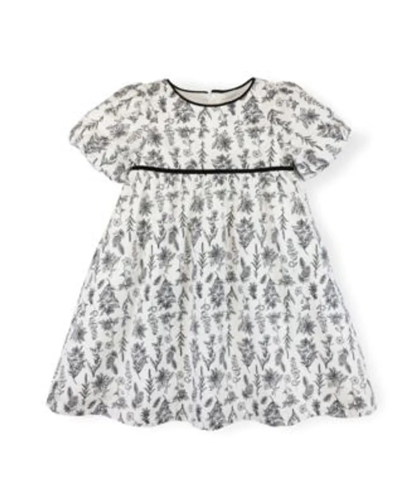 Hope Henry Girls' Short Puff Sleeve Party Dress with Piping, Kids