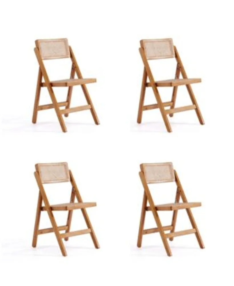 Manhattan Comfort Pullman 4-Piece Ash Wood and Natural Cane