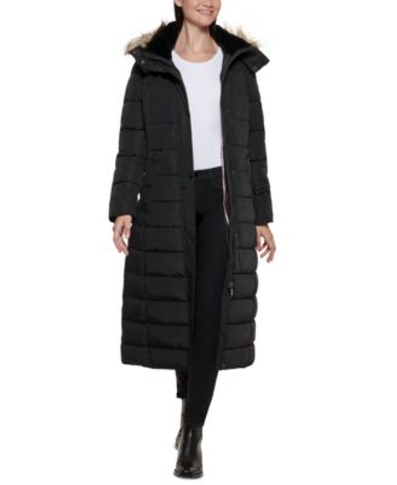 Calvin Klein Women's Faux Fur Trim Hooded Puffer Coat Black Size X-Large main image 1