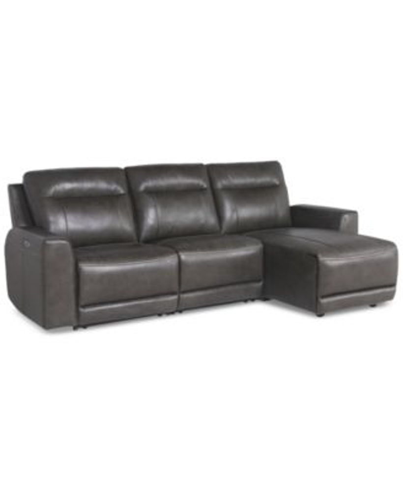 Macy's CLOSEOUT! Blairemoore 3Pc. Leather Sofa with Power Chaise and 1