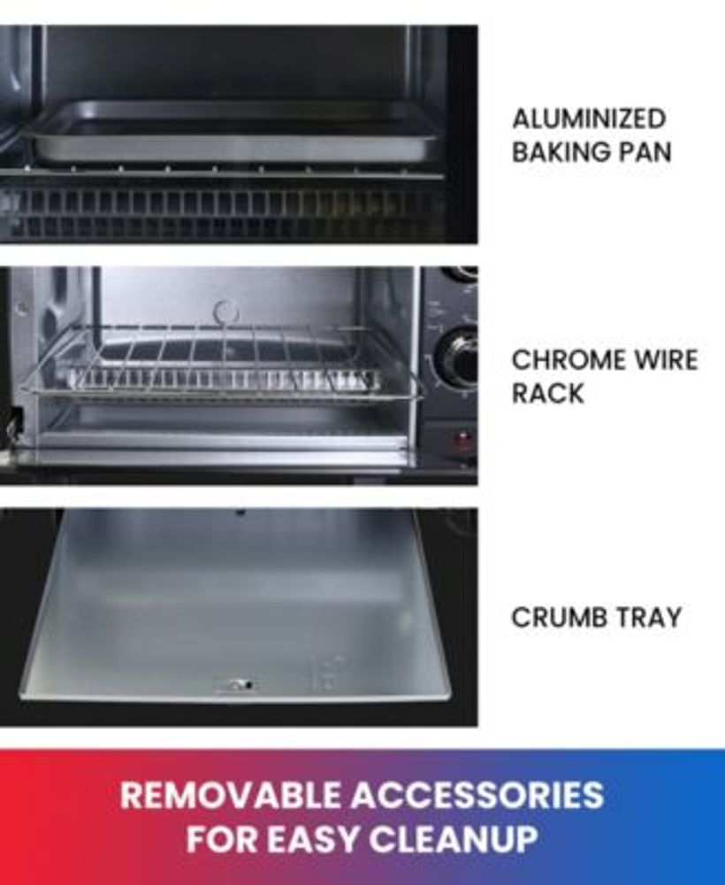 Total Chef 4Slice Toaster Oven, 1000W, Black Compact Countertop Oven