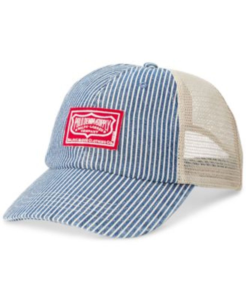 Polo Ralph Lauren Men's LogoPatch Striped Denim Trucker Cap Mall of