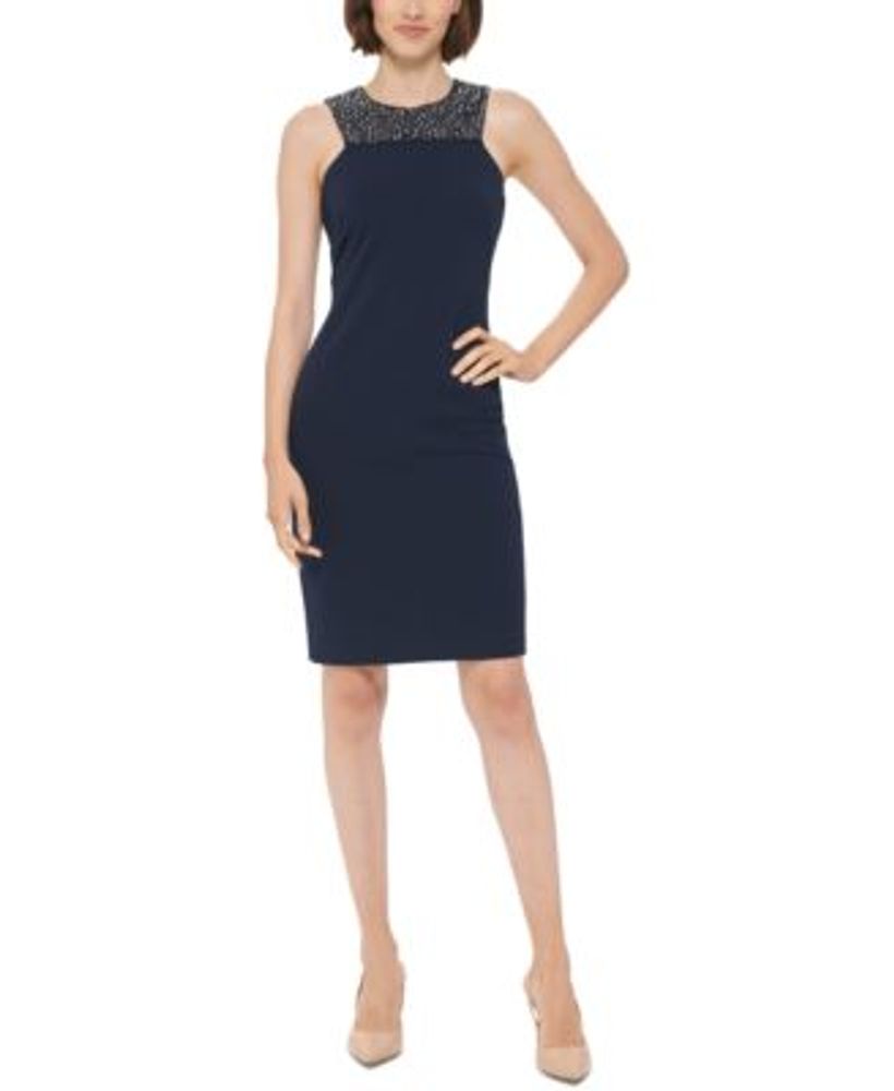 Calvin Klein RhinestoneNeck ScubaCrepe Sheath Dress Mall of America®