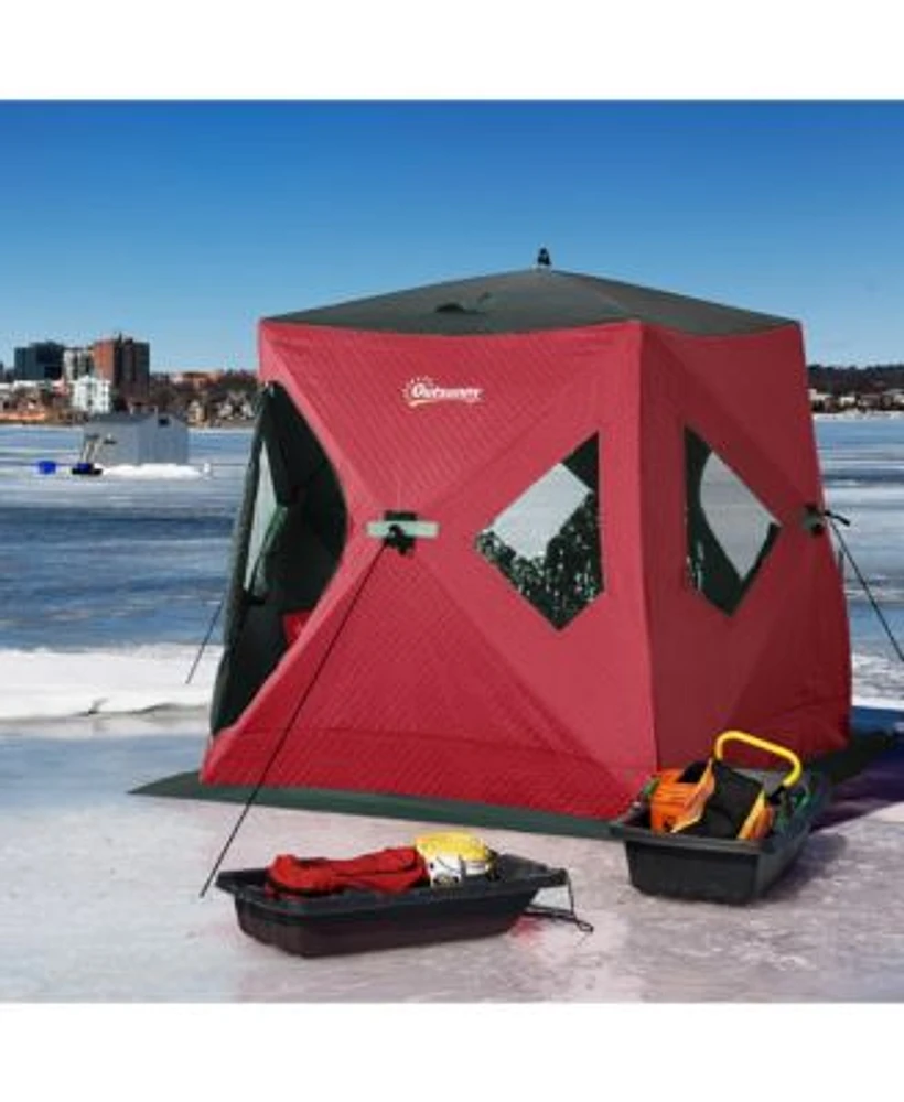 Outsunny 2 Person Insulated Ice Fishing Shelter PopUp Red Mall of