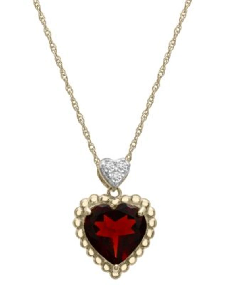 Macy s Garnet 1 7 8 ct. t.w. Diamond Accent Double Heart 18