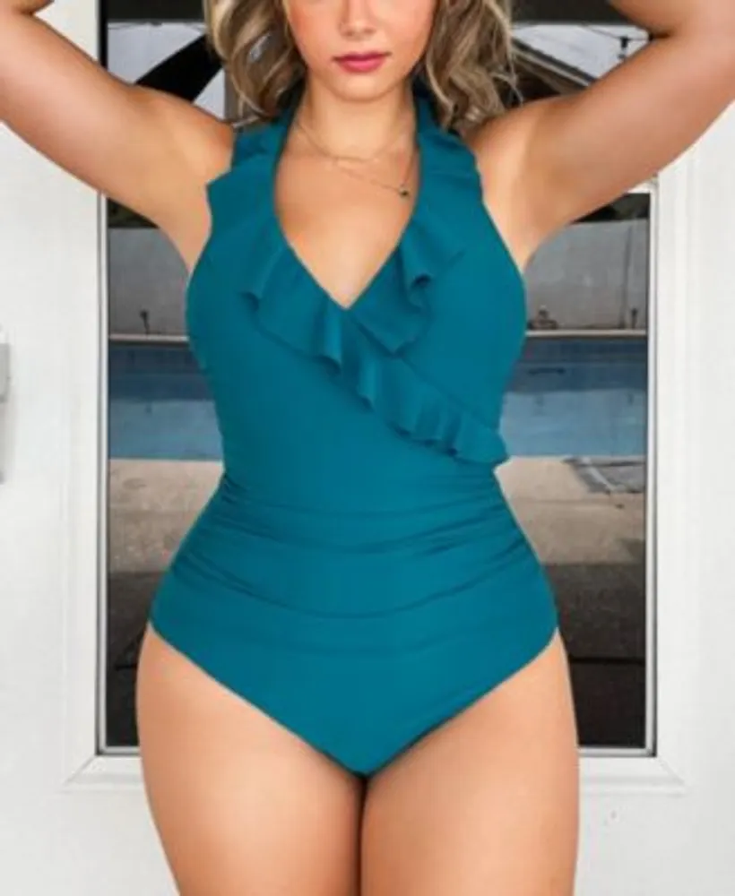 Ruffle halter one piece outlet swimsuit
