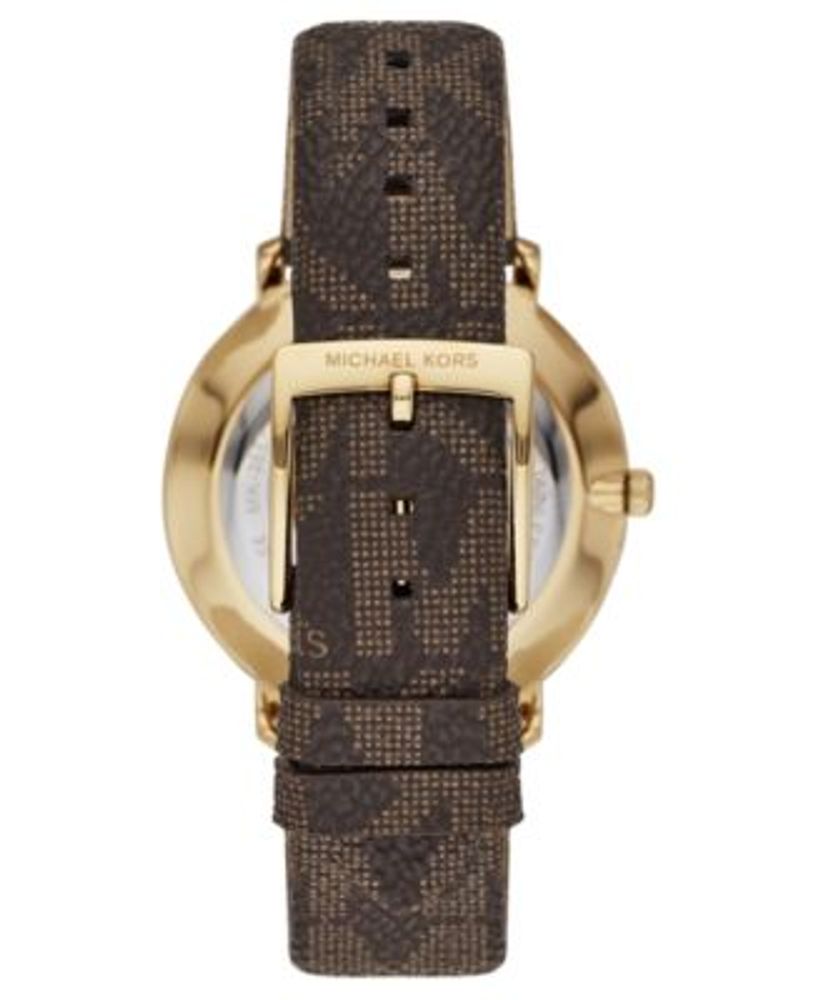 Michael Kors Women's Pyper Brown Logo Strap Watch 38mm | Mall of