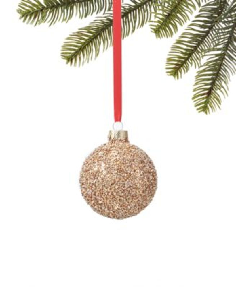 Holiday Lane Cinnamon & Spice Glittered Bronze Glass Ball Ornament