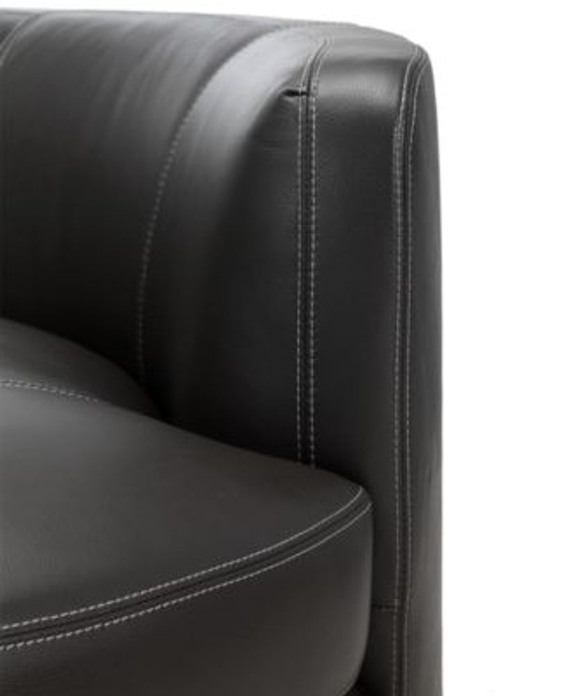 Furniture Kouri 61" Leather Swivel Cuddle Chair, Created for Macy's