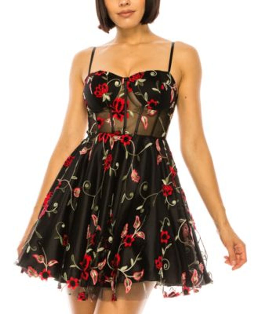 B darlin embroidered cheap fit and flare dress
