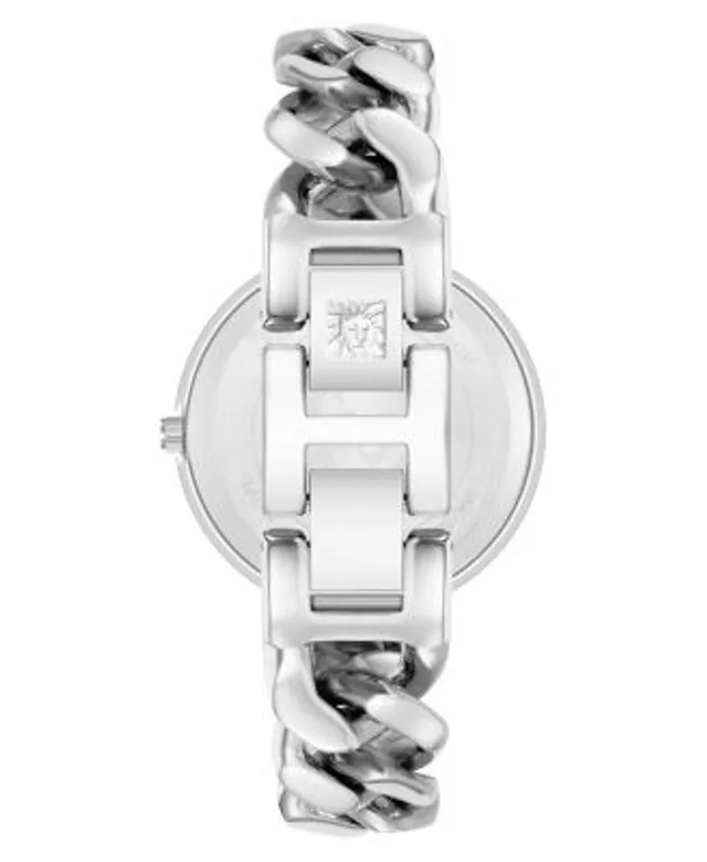 Michael Kors Women's MK Chain Lock Quartz Three-Hand Silver-Tone