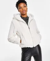 GUESS Women's Theoline Hooded Faux-Fur Bomber Jacket | Hawthorn Mall