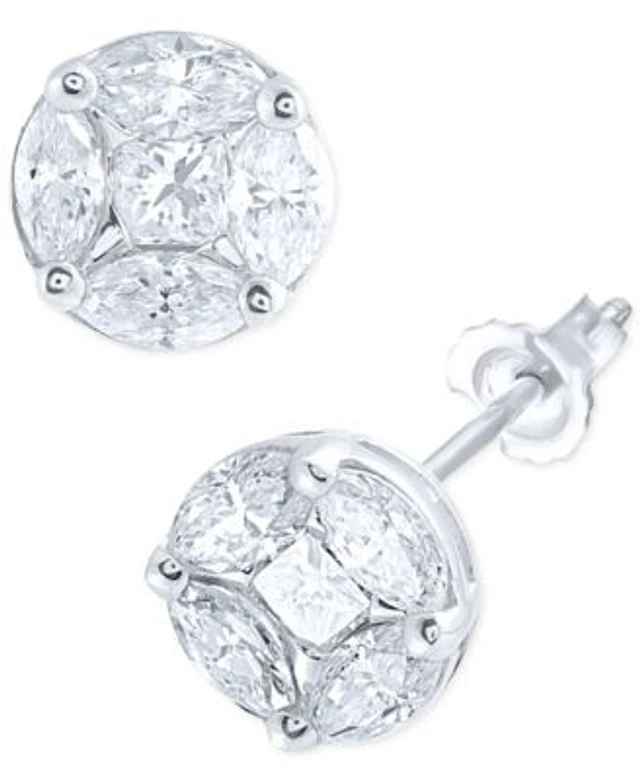 Macy s Diamond Princess Marquise Cluster Stud Earrings 1 ct