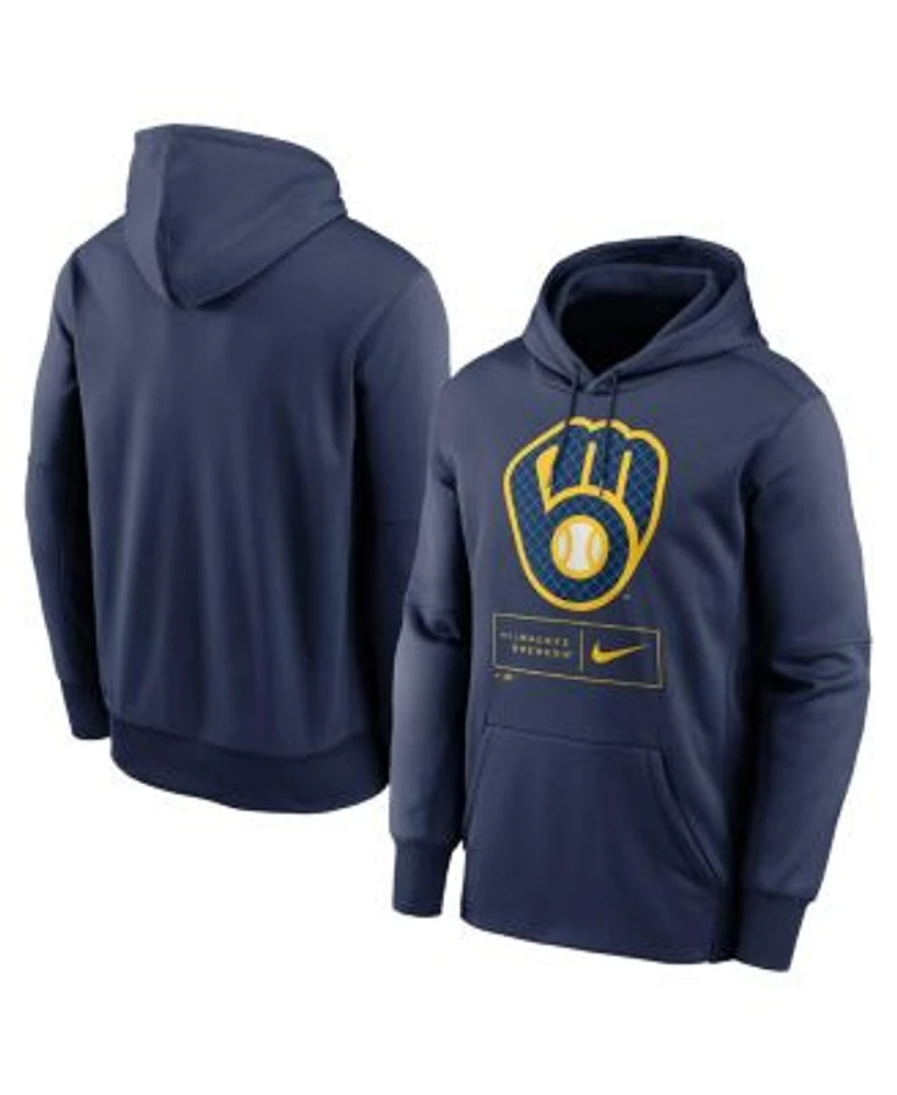 Nike Men s Navy Milwaukee Brewers Season Pattern Pullover Hoodie