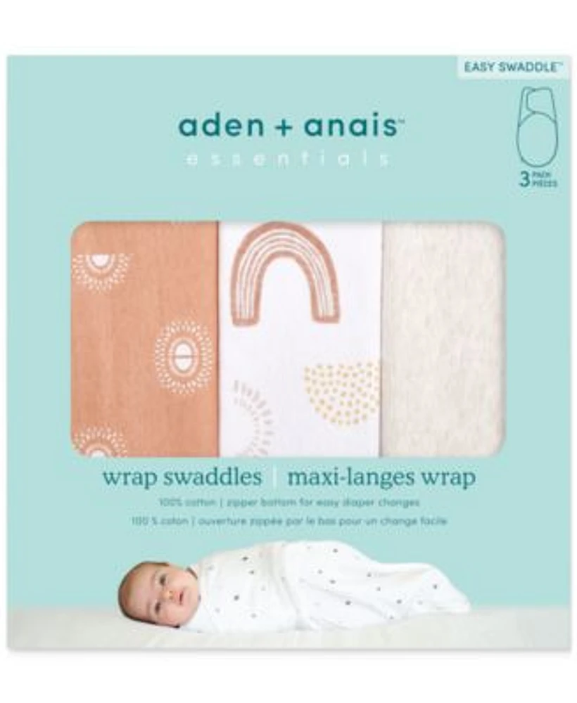 Aden by aden + anais Keep Rising Essential Wrap Swaddles, Pack of 3