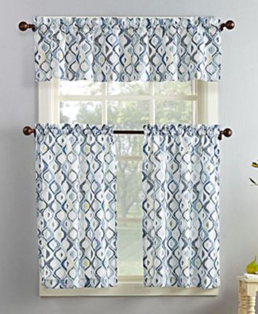 No. 918 Barker 3Piece GeometricPrint Kitchen Curtain Set Mall of