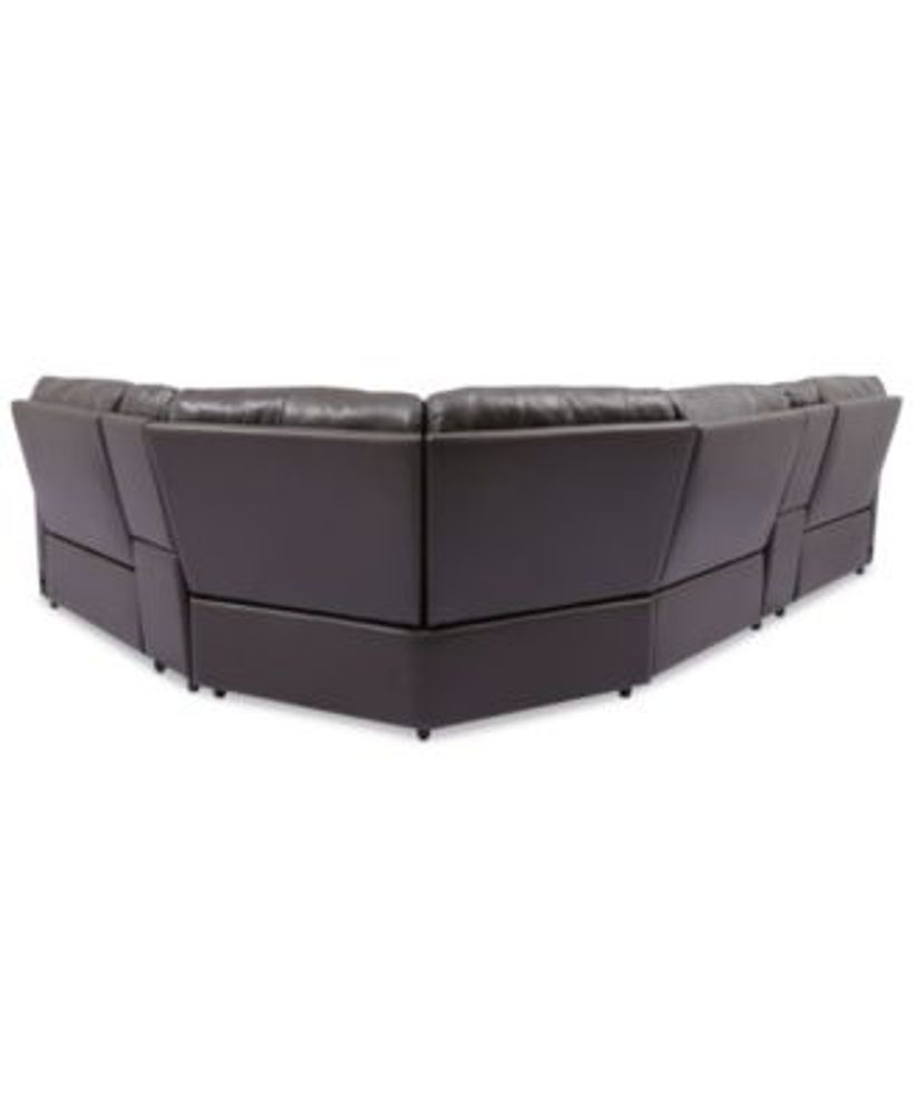 Furniture Danvors 6Pc. Leather Sectional Sofa with 2 Power Recliners